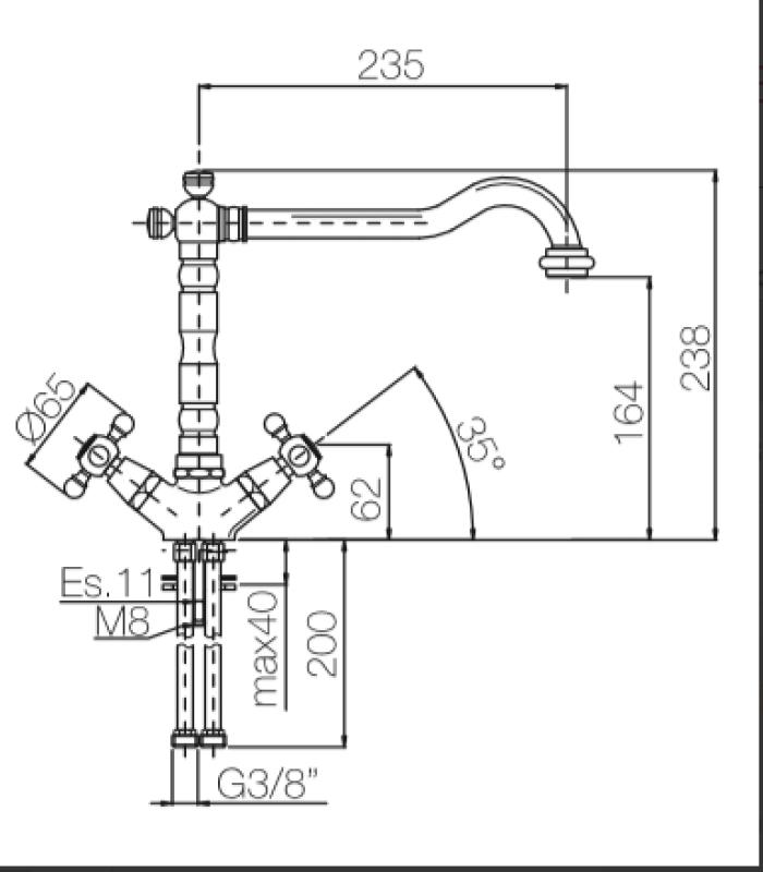 PB Robinet de bucătărie clasic nostalgică cu finisaj auriu V1910 cu gură de scurgere pivotantă 1150424170.