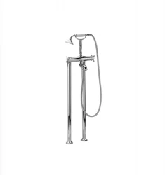 Huber Victorian Robinet de baignoire thermostatique sur pied avec ensemble de douche, chrome-or VTT390107G