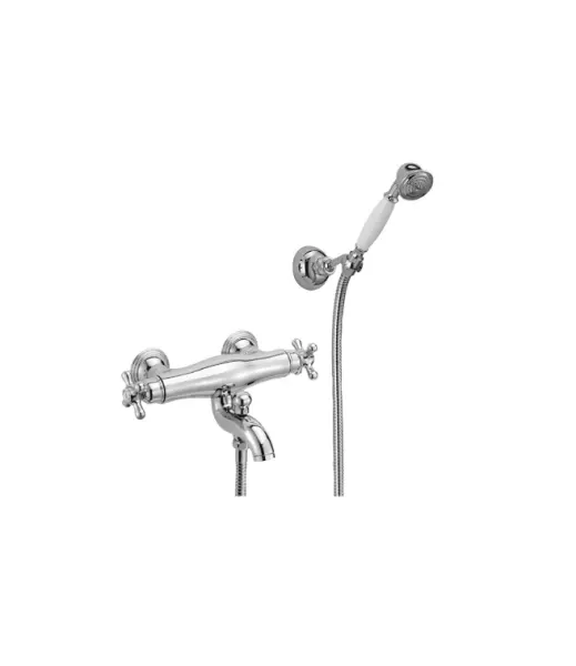 Huber Croisette Robinet termostatic pentru baie, cu set de duș manual, Crom/Auriu CSD270107G