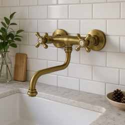 PB Robinet de bucătărie nostalgic Classic C montat pe perete în bronz 10.2722