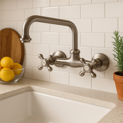 PB Robinet de bucătărie nostalgic V2723 montat pe perete în oțel inoxidabil