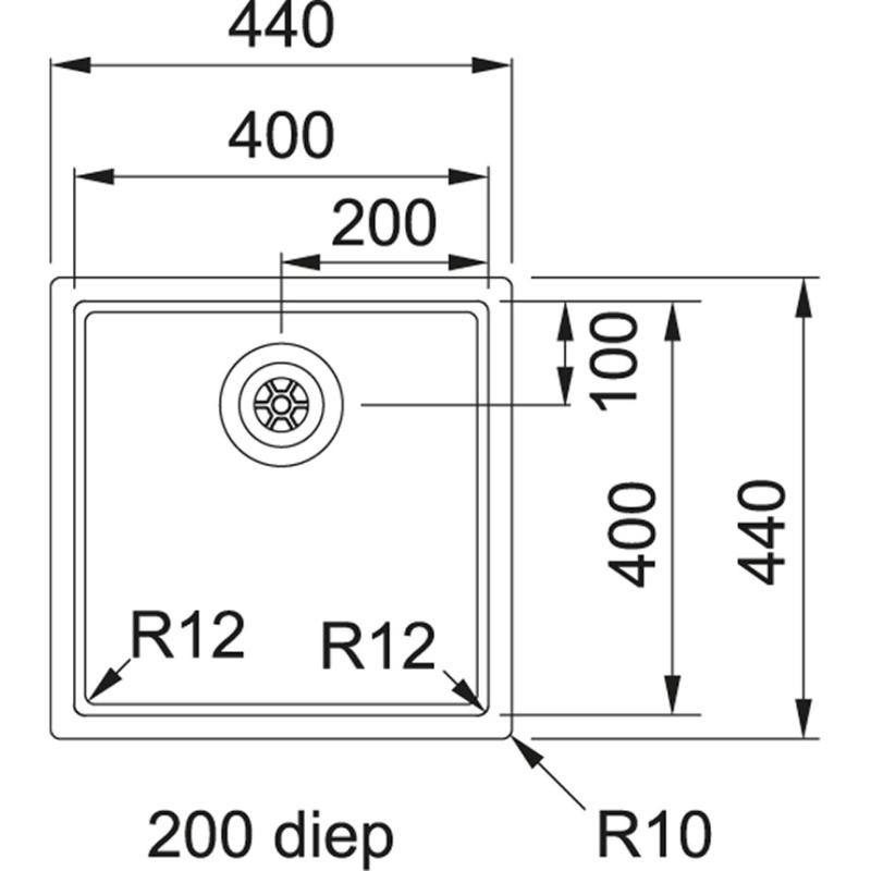 Franke Bolero Plus R12 BXX 110-40 chiuvetă din oțel inoxidabil montaj sub blat 40x40cm 122.0576.355