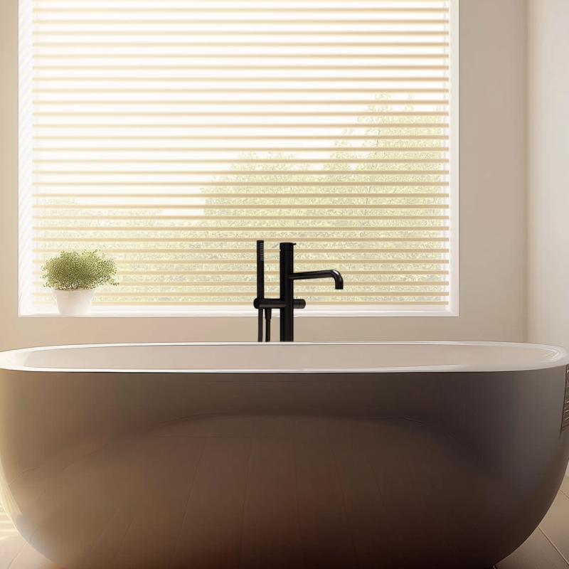 Robinetele pentru cada Water Evolution Flow, cu suport și duș manual, negru mat T133PR.