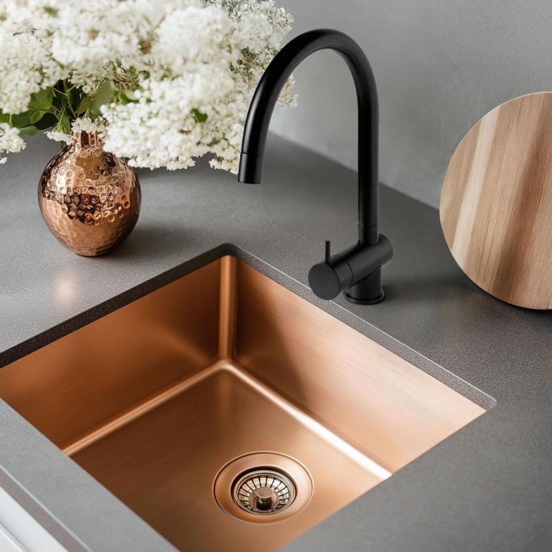 Waterevolution Flow Robinet de bucătărie cu finisaj mat negru și duș extractibil T155PR