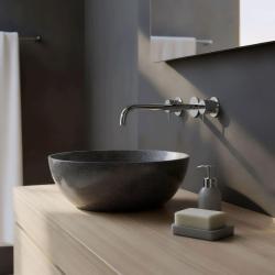 Waterevolution Flow Robinet de chiuvetă încastrat cu 3 găuri, crom, cu gura de scurgere de 25 cm T1163F01-25