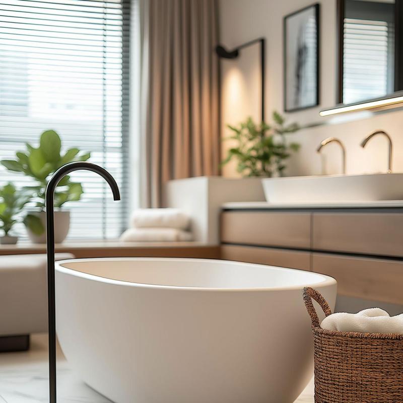 Evolutia apei Robinet de baie cu curgere în picioare, negru mat T1673PR