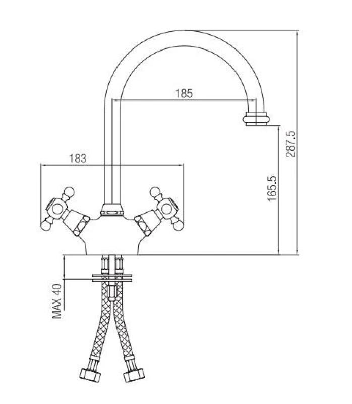 PB Robinet de bucătărie nostalgic V1905 Crom