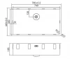 Caressi spoelbak CAPP74R10 B74xL40xD18.5cm naadloze plug technische tekening