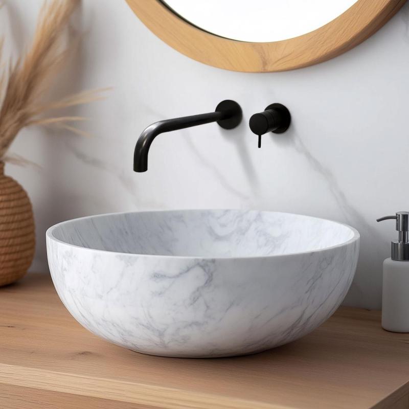 Waterevolution Flow baterie de chiuvetă încastrată, negru mat, cu gura de scurgere de 21 cm T116BPR-21