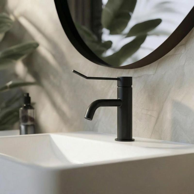 Waterevolution Flow Washbasin hospital mixer with automatic stop & go valve Black T111PR