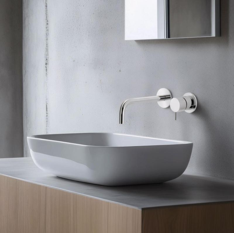 Waterevolution Flow baterie de chiuvetă încastrată cromat cu gura de scurgere de 15 cm T116B01-15