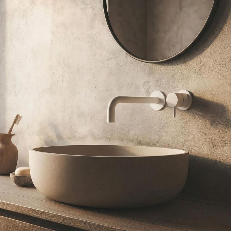 Waterevolution Flow built-in washbasin faucet, matte white with 15 cm spout T116BBR-15