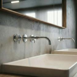 Waterevolution Flow Robinet de chiuvetă încastrat cu 3 găuri, crom, cu gura de scurgere de 21 cm T1163F01-21