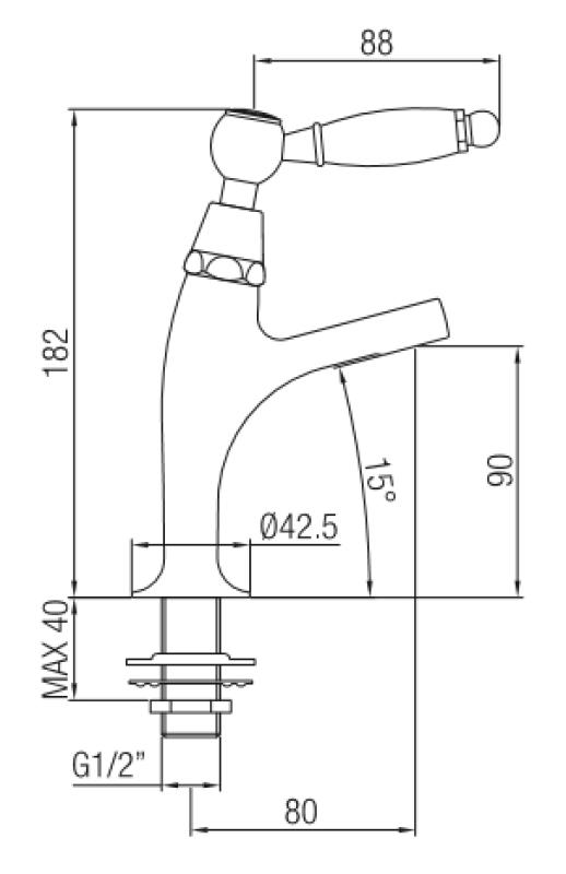 Robineta clasică PB cu maner alb de apă rece, model mic, cromată 1208854162