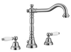 Robinet clasic PB pentru chiuvetă cu 3 găuri, manete albe, oțel inoxidabil 1208854282.