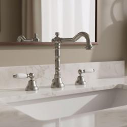 Robinet clasic PB pentru chiuvetă cu 3 găuri, manete albe, oțel inoxidabil 1208854282.