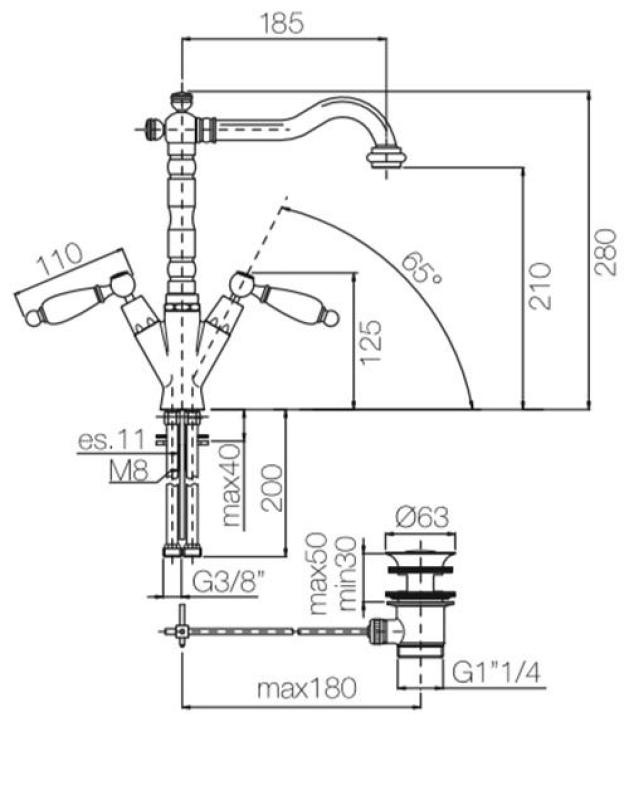 Robinetele clasice de baie PB, cu manere albe și un robinet cu o înălțime de 18,5 cm, bronz 1208854302.