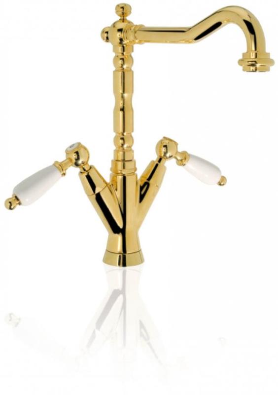 Robinetele de baie clasice PB cu manere albe, cu o deschidere de 18,5 cm, din oțel inoxidabil 1208854312.