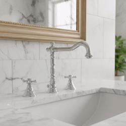 Robineta clasică pentru chiuveta cu 3 găuri PB, cu butoane puternice și țeavă de 18,5 cm, cromată, cod 1208854922.