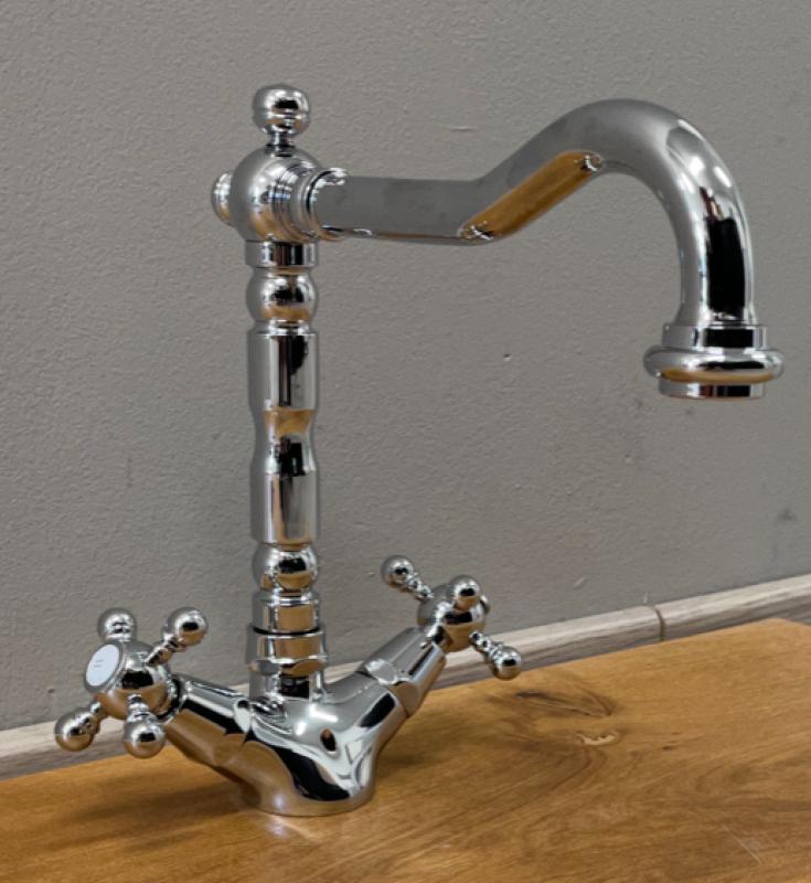 Baterie clasică de chiuvetă PB cu butoane puternice și gură de scurgere de 18,5 cm Crom 1208854932