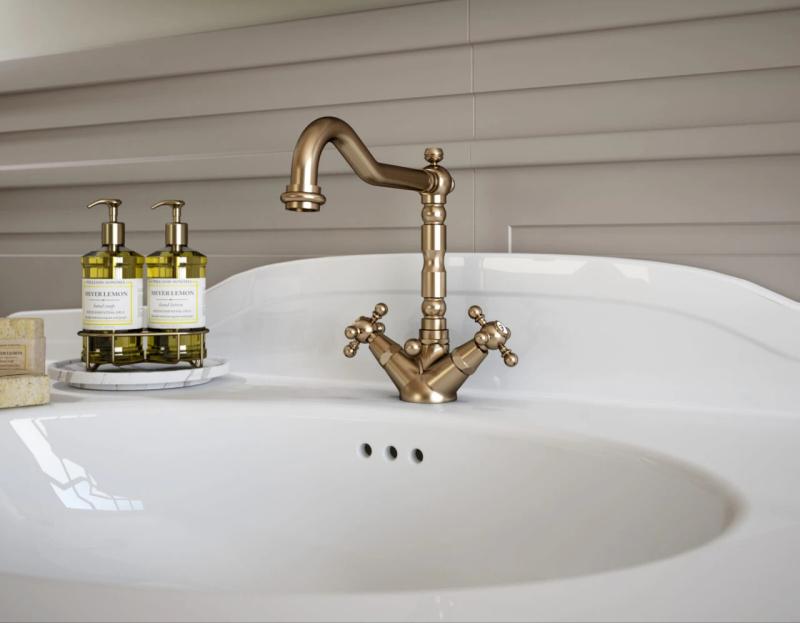 Robineta clasică pentru chiuvetă PB, cu butoane puternice, ieșire de 18,5 cm, bronz 1208854962.