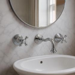 PB kraan de perete clasică cu mânere stea, țeavă de 20 cm, crom 1208855072