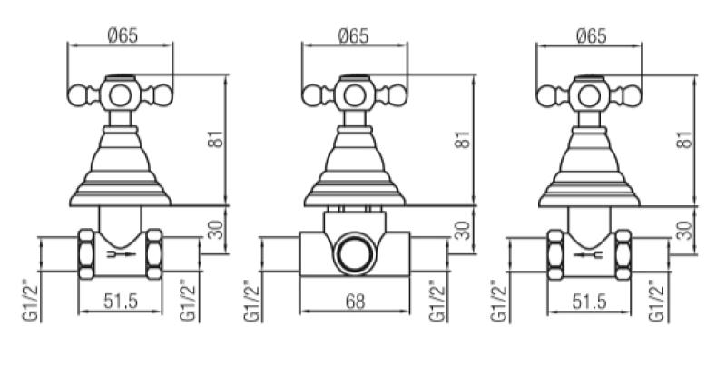 Setul de duș încorporat PB clasic cu 2 căi, cu comutator și butoane puternice, cromat 1208855362.