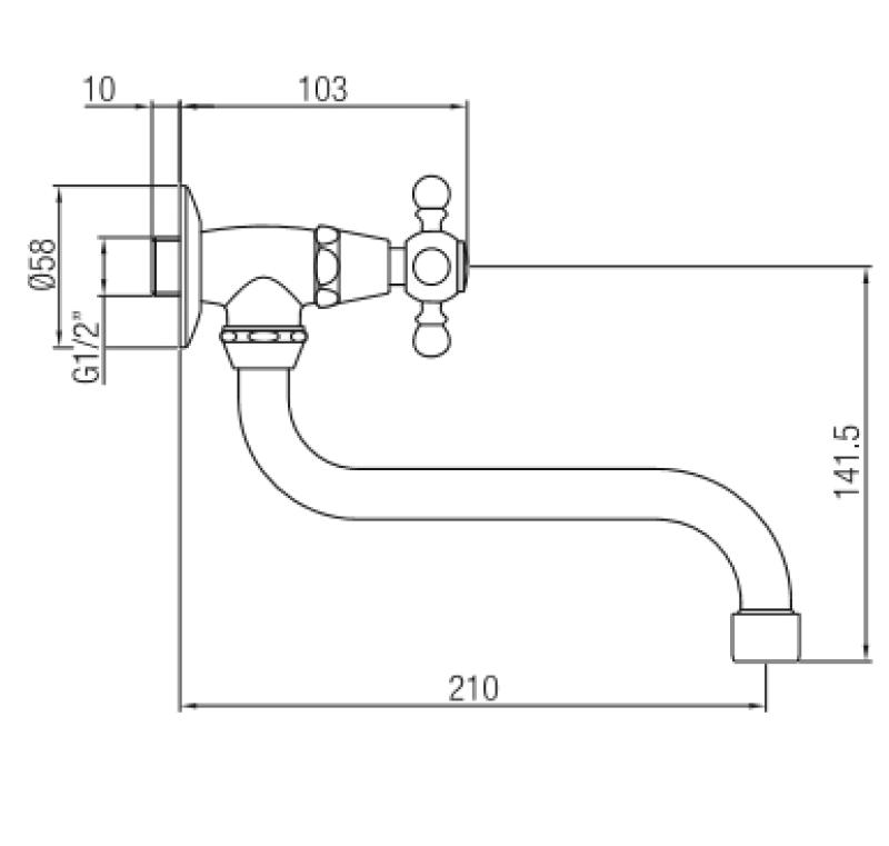 Robinetele de perete clasice PB cu buton puternic pentru apa rece și duză lungă din oțel inoxidabil 1208855642.