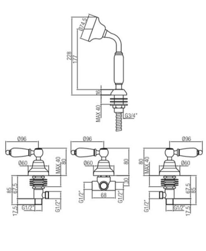 Setul clasic de margine pentru cadă PB cu 4 găuri, cu manetă albă, pentru combinația de umplere a băii Brons 1208855812.