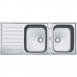 Franke Argos AGX 221 chiuvetă dublă din inox cu scurgător, montare la nivel 116x51cm 127.0635.632