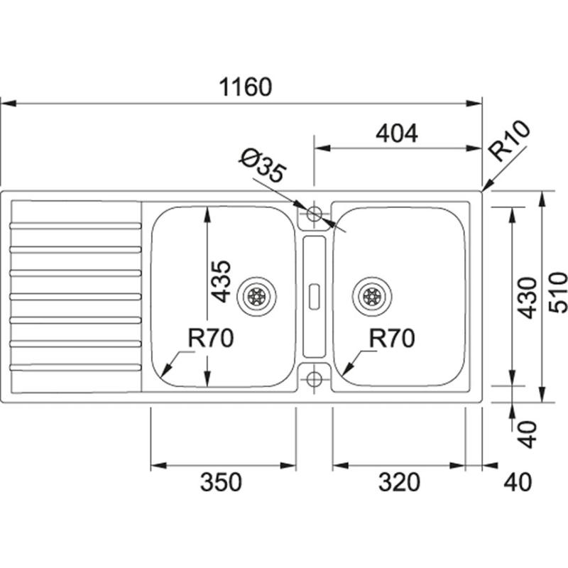 Franke Argos AGX 221 chiuvetă dublă din inox cu scurgător, montare la nivel 116x51cm 127.0635.632