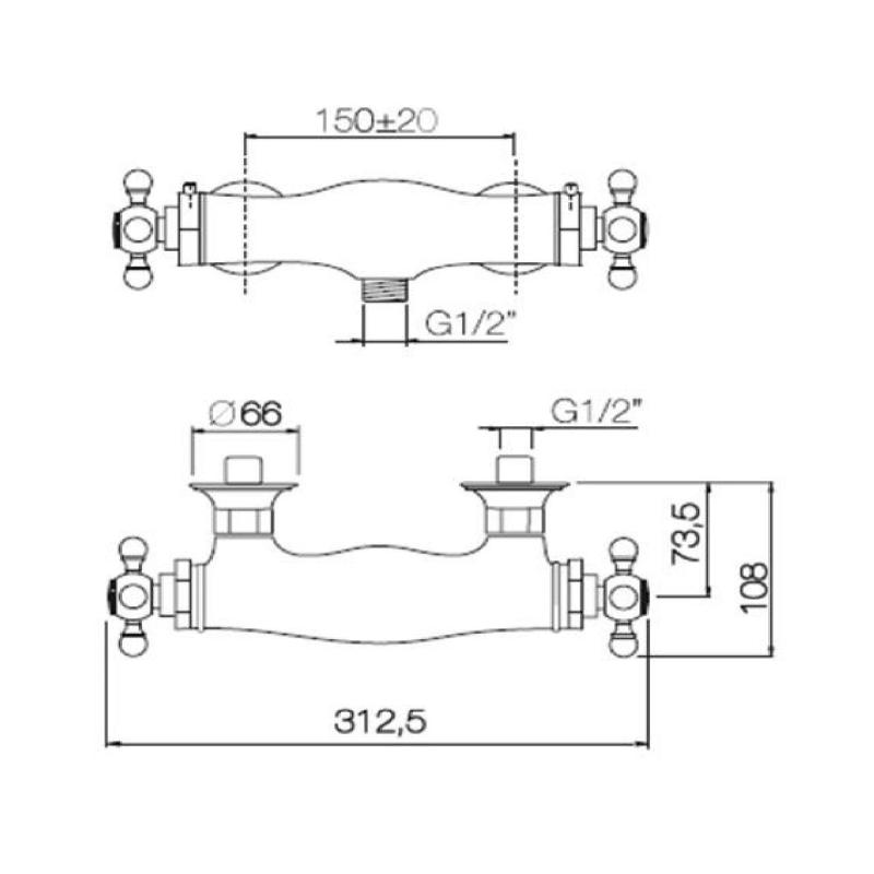 PB clasic Termostat de duș Crom 1208898972