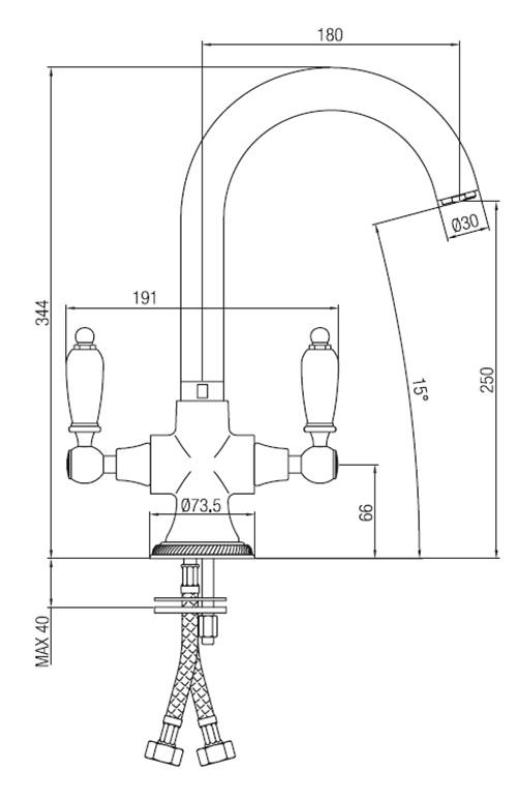 PB Robinet de bucătărie clasic cu mânere albe crom 1208910882