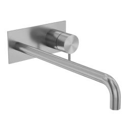 Waterevolution Flow built-in washbasin faucet with cover plate, fully stainless steel with 25 cm spout T1161BIE-25