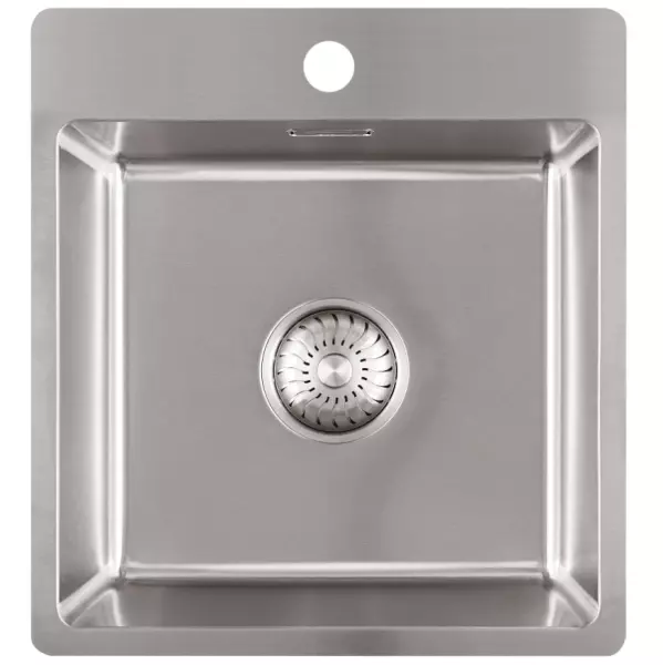 Cuva de inox Caressi Basic Line 41x45 cu montaj plat, sub blat sau suprapus, cu spațiu pentru robinet CABL37KR15 1208920570.