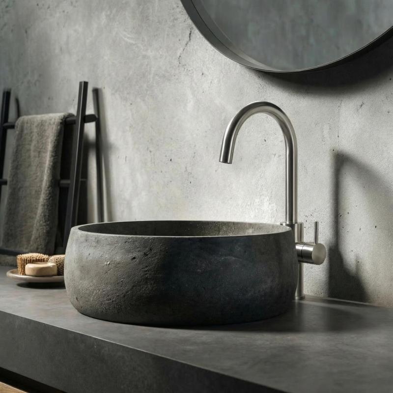 Robinetul de baie Waterevolution Flow înalt model T1121FUIE din oțel inoxidabil.