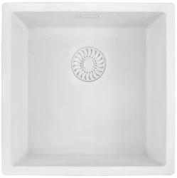 Lavabila cu quartz alb Caressi White Line, 40 cm, incastrat, CAGRPP40WH-FL 1208921336.