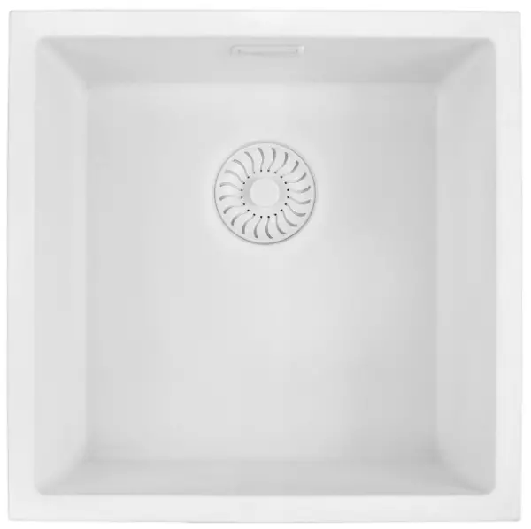 Chiuvetă din cuarț albă Caressi White Line, 40 cm, montaj deasupra sau sub blat, CAGRPP40WH-TU 1208921340.