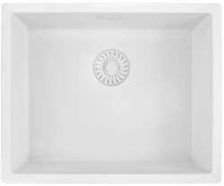 Chiuveta de cuart albă Caressi White Line 50cm, montaj suprapus CAGRPP50WH-FL 1208921342