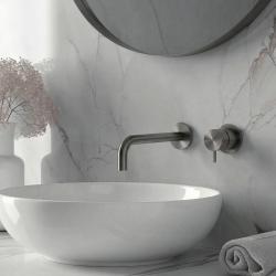 Waterevolution Flow Robinet de chiuvetă încastrat PVD Gun Metal cu gura de scurgere de 21 cm T116BGME-21