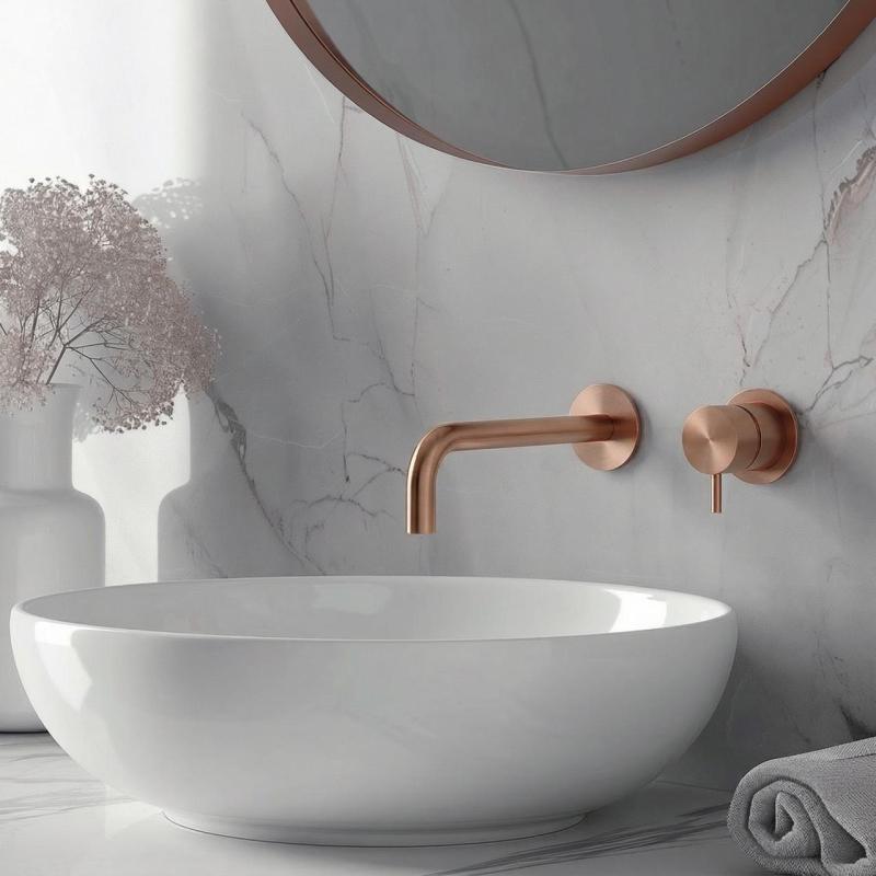 Waterevolution Flow Robinet de chiuvetă încastrat PVD cupru periat cu gura de scurgere de 21 cm T116BCPE-21