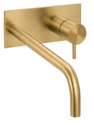 Waterevolution Flow built-in washbasin tap with cover plate Brushed Brass with spout 15cm T1161LE-15