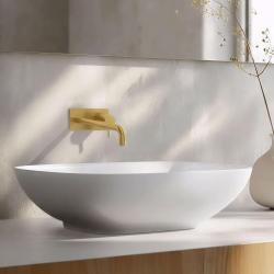 Waterevolution Flow built-in washbasin tap with cover plate Brushed Brass with spout 15cm T1161LE-15