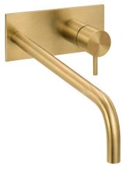 Waterevolution Flow built-in washbasin faucet with cover plate Brushed Brass with spout 21cm T1161LE-21