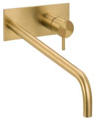 Waterevolution Flow built-in washbasin faucet with cover plate Brushed Brass with spout 25cm T1161LE-25