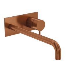 Waterevolution Flow built-in washbasin faucet with cover plate PVD Brushed Copper with spout 21cm T1161CPE-21