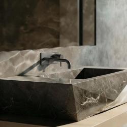 Waterevolution Flow built-in sink tap with cover plate PVD Gun Metal with spout 15cm T1161GME-15