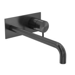 Waterevolution Flow built-in washbasin faucet with cover plate PVD Gun Metal with spout 21cm T1161GME-21