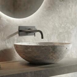 Waterevolution Flow built-in washbasin faucet with cover plate PVD Gun Metal with spout 21cm T1161GME-21