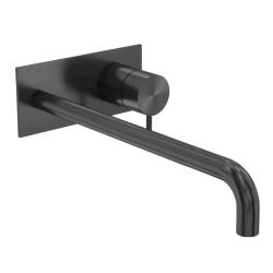 Waterevolution Flow built-in sink tap with cover plate PVD Gun Metal with spout 25cm T1161GME-25